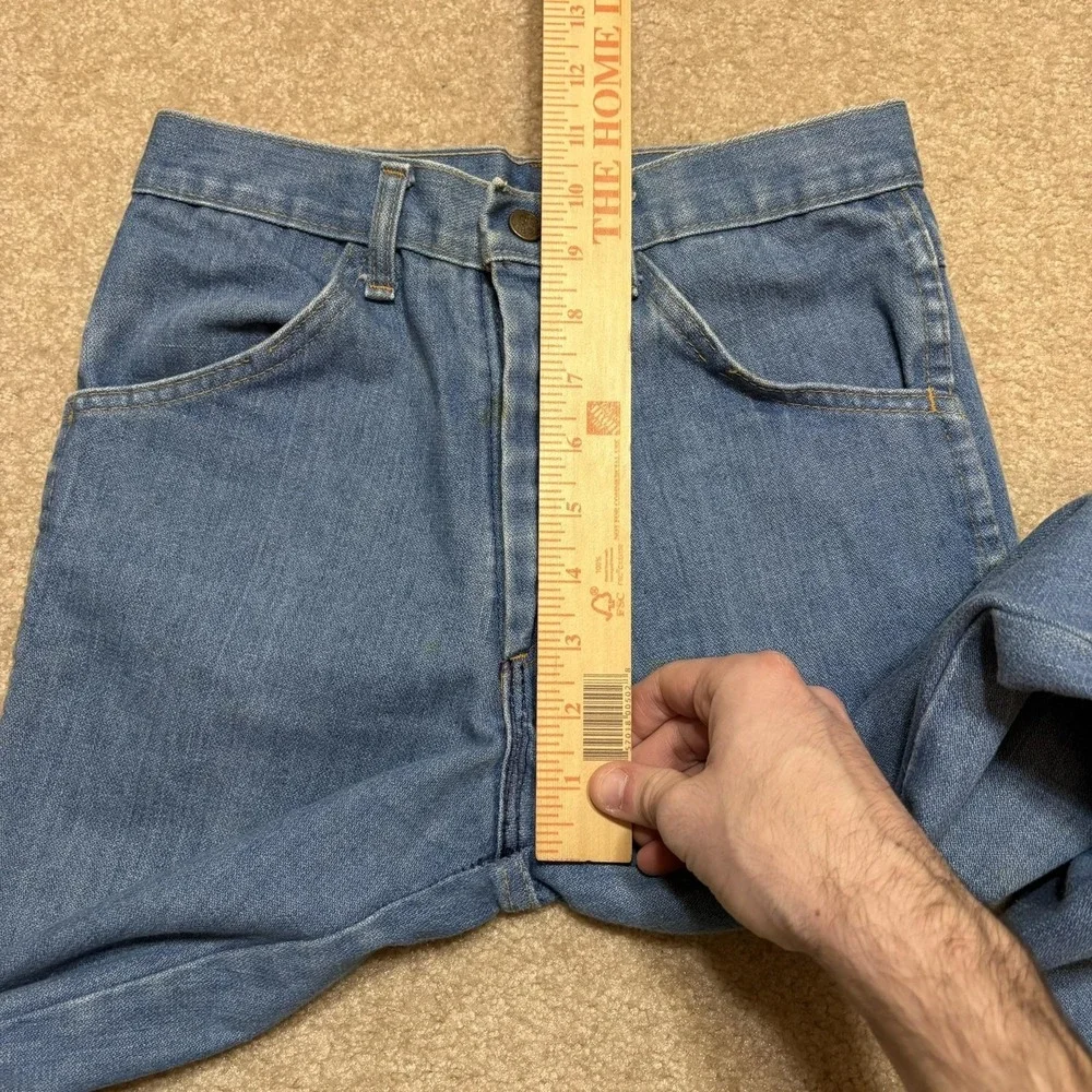 Vtg 70s Bell Bottom Jeans‎ Womens 26x28.5 Blue High Rise Flare Leg Denim Scovill
